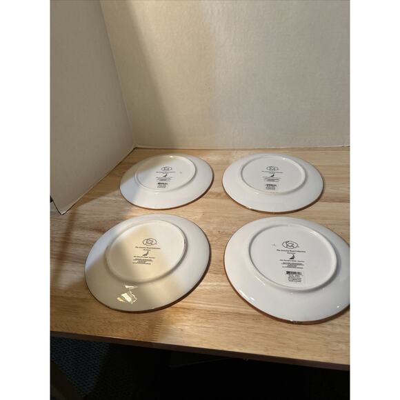 Set (4) Tracy Porter 9” Salad Plate Artesian Road Collection Hand Painted Orange - Picture 8 of 12